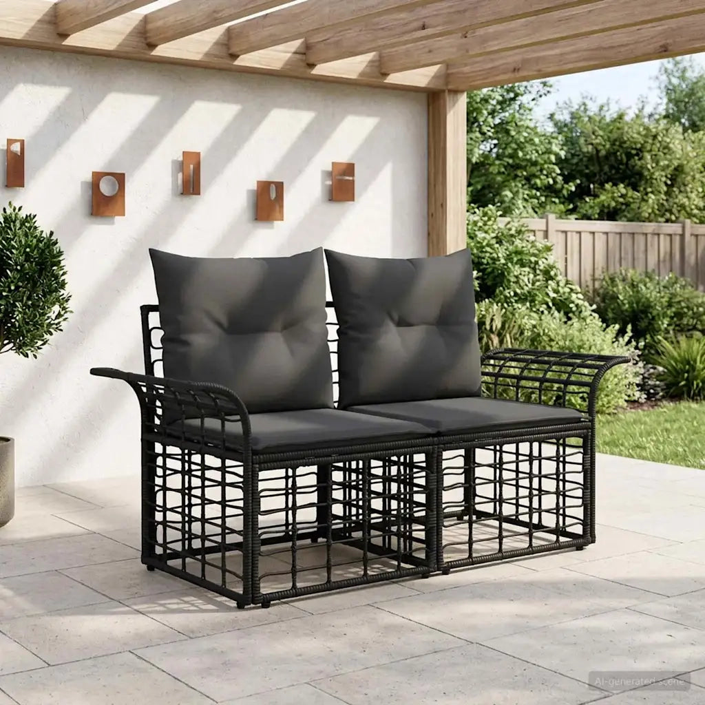 Loveseat da esterno 2 pz Nero e Grigio scuro polyrattan CFW4953401