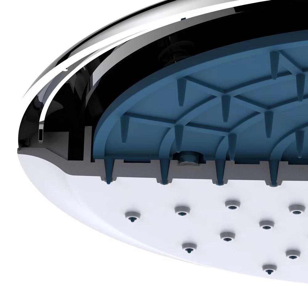 Soffione cromato e grigio con sistema autopulizia calcare - Serie Kratos