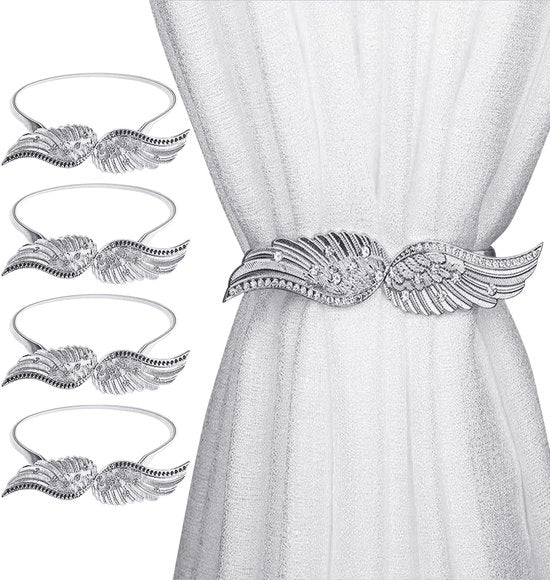 Fissatore di tenda 4 pezzi - Regolabile fino a 60 cm - Lega di alluminio - Disegno lucido - Fissatore di tenda - Modello moderno - Attacco di tenda
