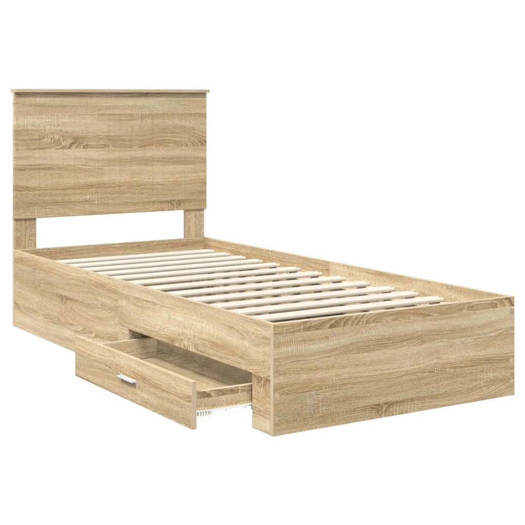 Struttura del letto Rovere Sonoma 90 x 200 cm Legno multistrato
