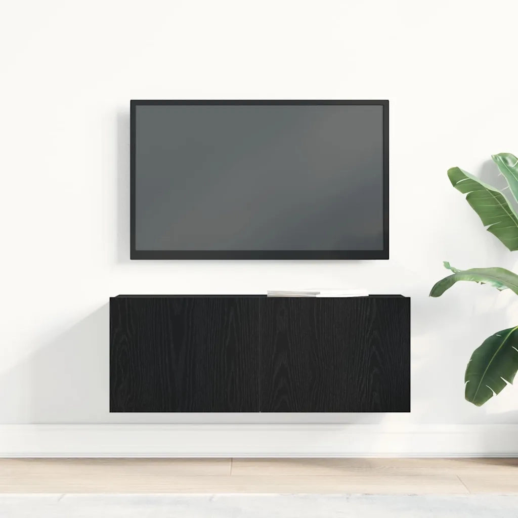 Mobile TV Rovere Nero 80 x 30 x 30 cm Legno multistrato 862486