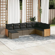 Set Divano da Giardino 8 pz con Cuscini Grigio in Polyrattan 3260331