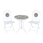 Set Bistrot Tavolino Con 2 Sedie Con Mosaico In Ceramica Per Esterno Terrazzo Giardino Pieghevoli Patio Casa,Bar,Ristoranti,Mobili Giardino Mod-Sciacca