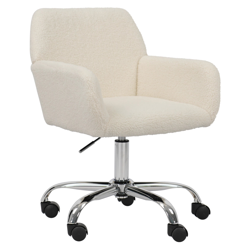 SEDIA Ufficio girevole regolabile 53x53x55 cm bianca in pelliccia sintetica