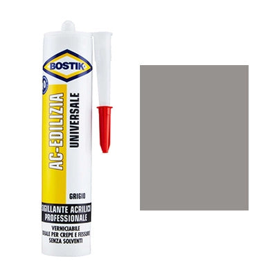 SILICONE ACRILICO AC EDILIZIA BOSTIK - GRIGIO VERNICIABILE ML 300- 24 pezzi