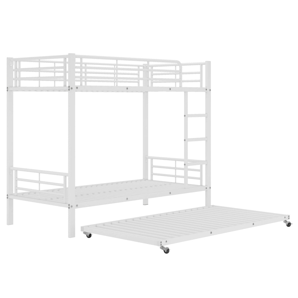 Letto a castello in metallo bianco con letto estraibile 90x200 cm e 90x190 cm