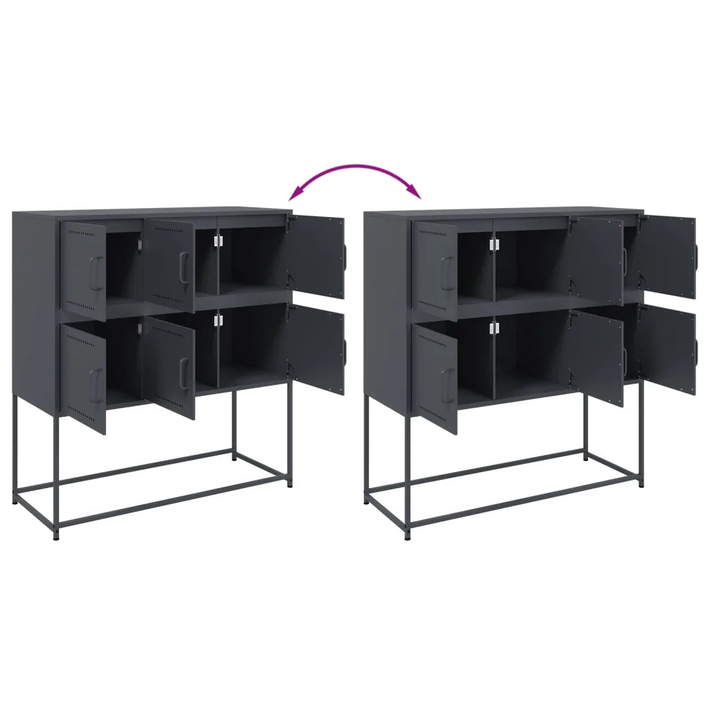 Credenza | Madia | Buffet da pranzo | Armadio da pranzo Antracite 100,5x39x107 cm in Acciaio