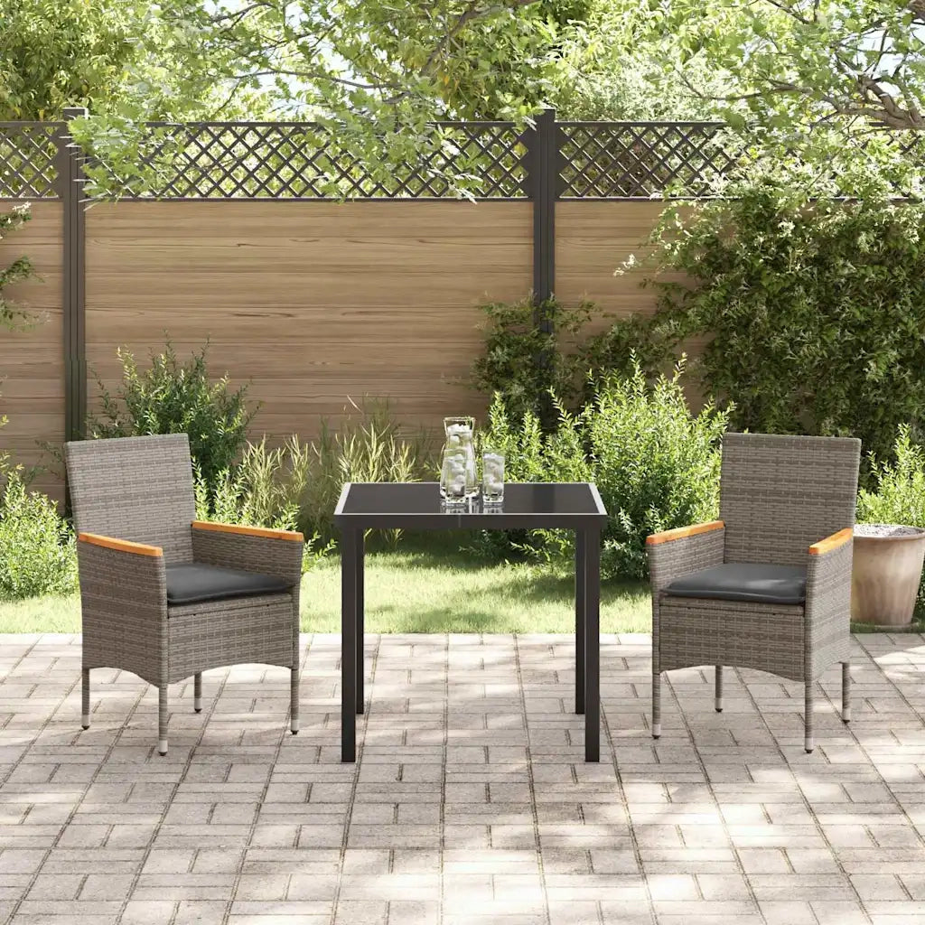 Set da Pranzo per Giardino con cuscino 3 pcs Grigio polyrattan 3379849
