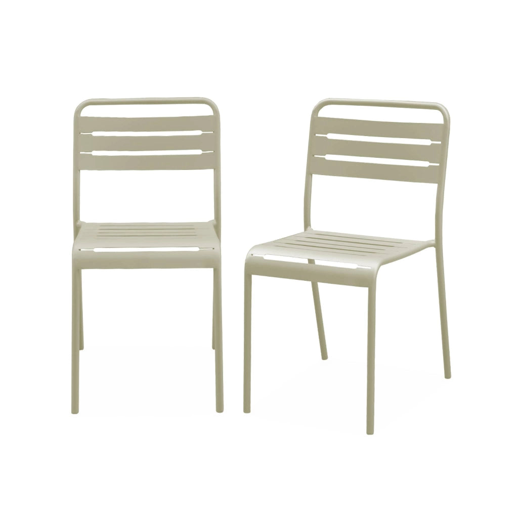set 2 sedie da giardino bistrot in acciaio, beige