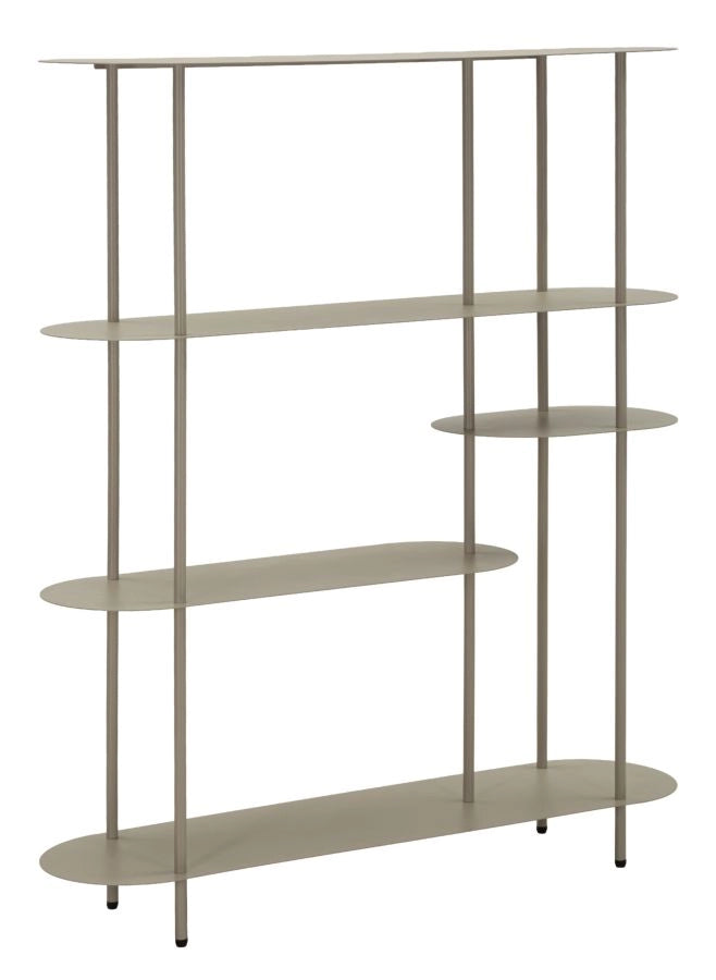 Libreria Saturno Tortora - Struttura in metallo con 3 ripiani, design moderno ed elegante, 118x31x139 cm - Arredamento Contemporaneo