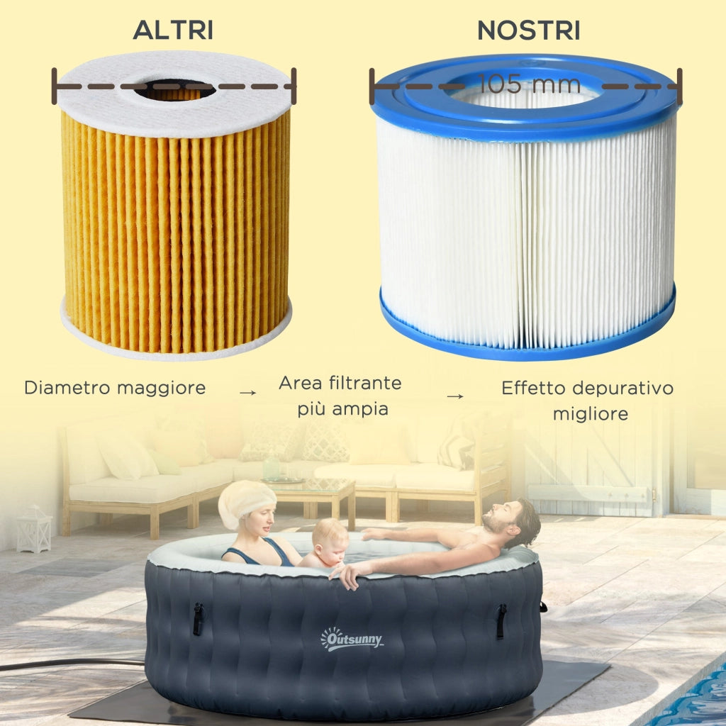 Set 6 Filtri per Piscine e Spa Gonfiabili  Ø10,5x8 cm in Tessuto non Tessuto Blu e Bianco