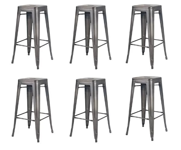 Set 6 sgabelli design metallo colore canna di fucile 43x43x76 - Mobili 2G