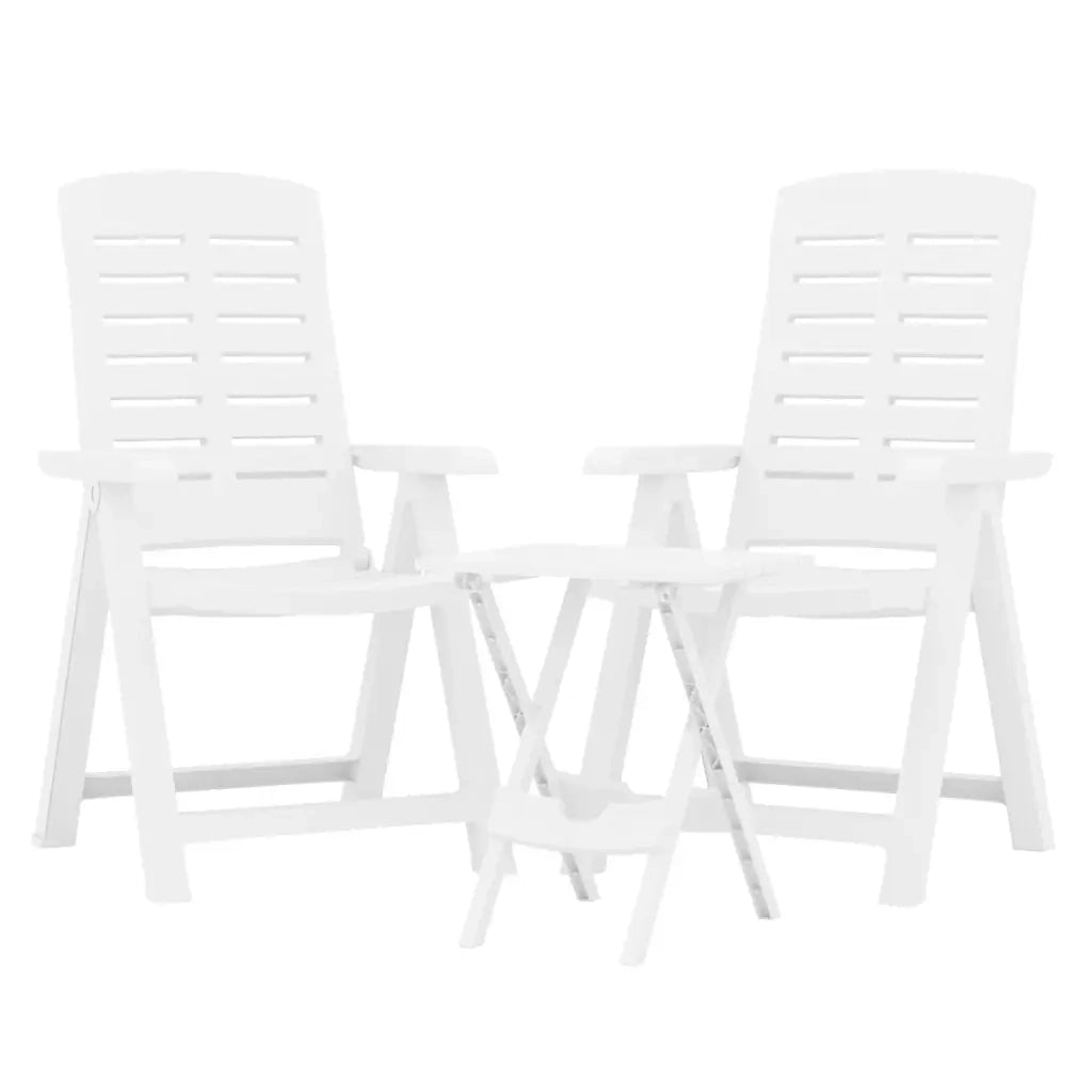 Set da Pranzo da Giardino 3 pz | Set Salotto da Giardino Bianco in Polipropilene