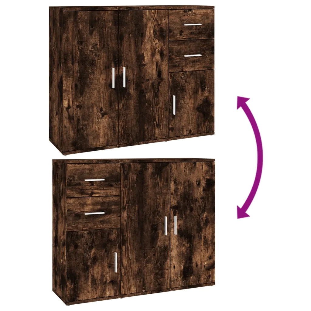 Credenza | Madia | Buffet da pranzo | Armadio da pranzo Rovere Fumo 91x29,5x75 cm in Legno Multistrato