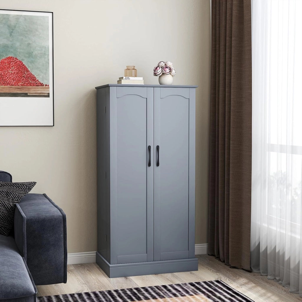 Mobiletto Multiuso con Ripiani Regolabile, Credenza Cucina Salvaspazio, Armadio a Buffet con Dispositivo Antiribaltamento, Madia Soggiorno Moderna per Sala da Pranzo, 60x40x120cm (Grigio)