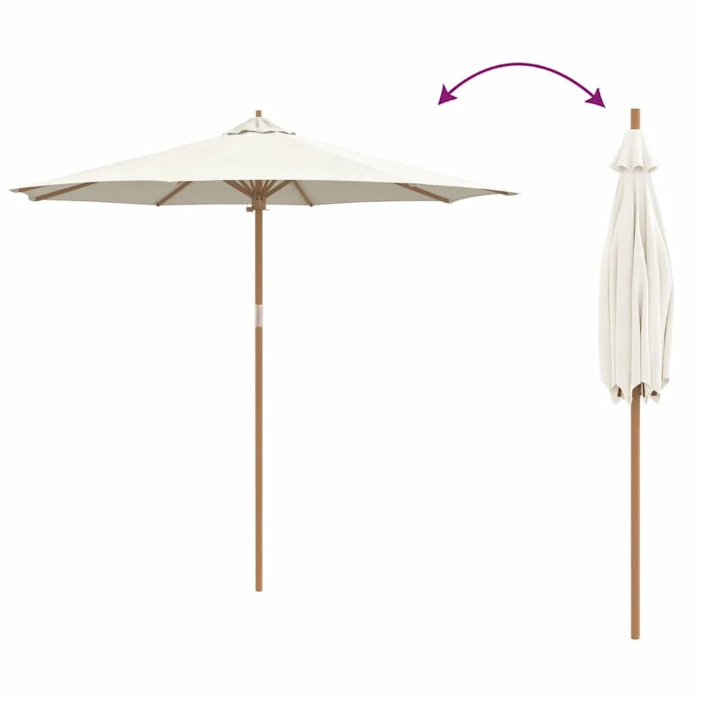 Ombrellone da giardino rotondo 270 x 260 cm leggero resistente stile minimalista atmosfera rilassante bambù crema 02_0058244