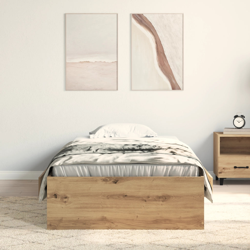 Struttura del Letto Rovere Artigianale 100x200 cm Legno Ingegnerizzato