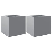 Fioriera rialzata per piante fiori giardino terrazze set da 2 argento 49 x 47 x 46 cm acciaio zincato argento 02_0039013