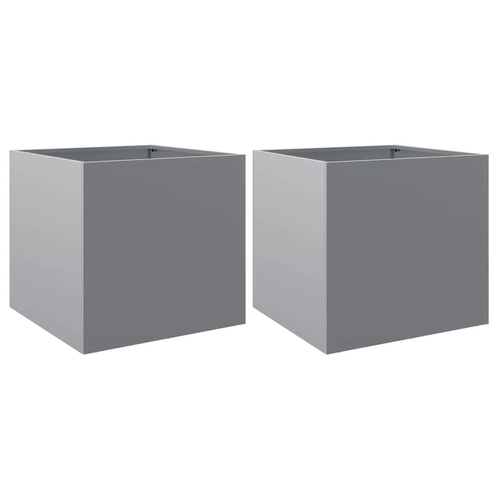 Fioriera rialzata per piante fiori giardino terrazze set da 2 argento 49 x 47 x 46 cm acciaio zincato argento 02_0039013