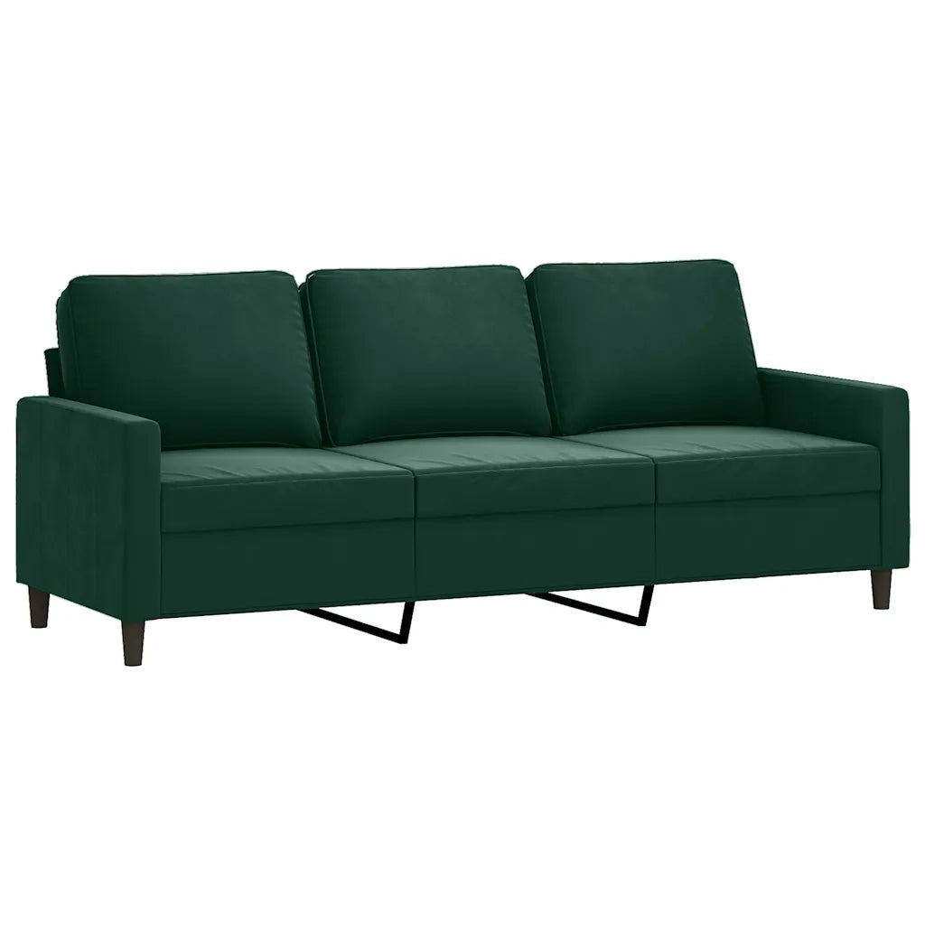 Set di Divani 3 pz con Cuscini Verde Scuro in Velluto