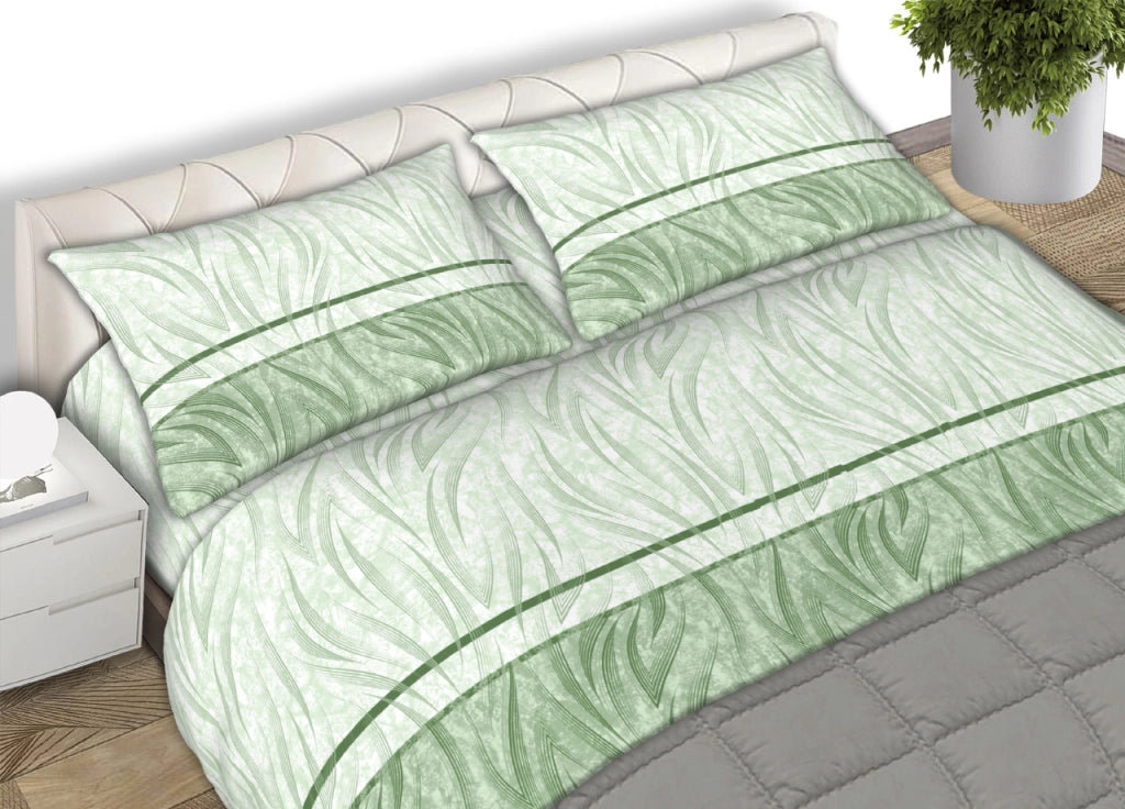 Completo Lenzuola Letto 100% Cotone Made Italy Disegno Flames CN - Matrimoniale - Verde