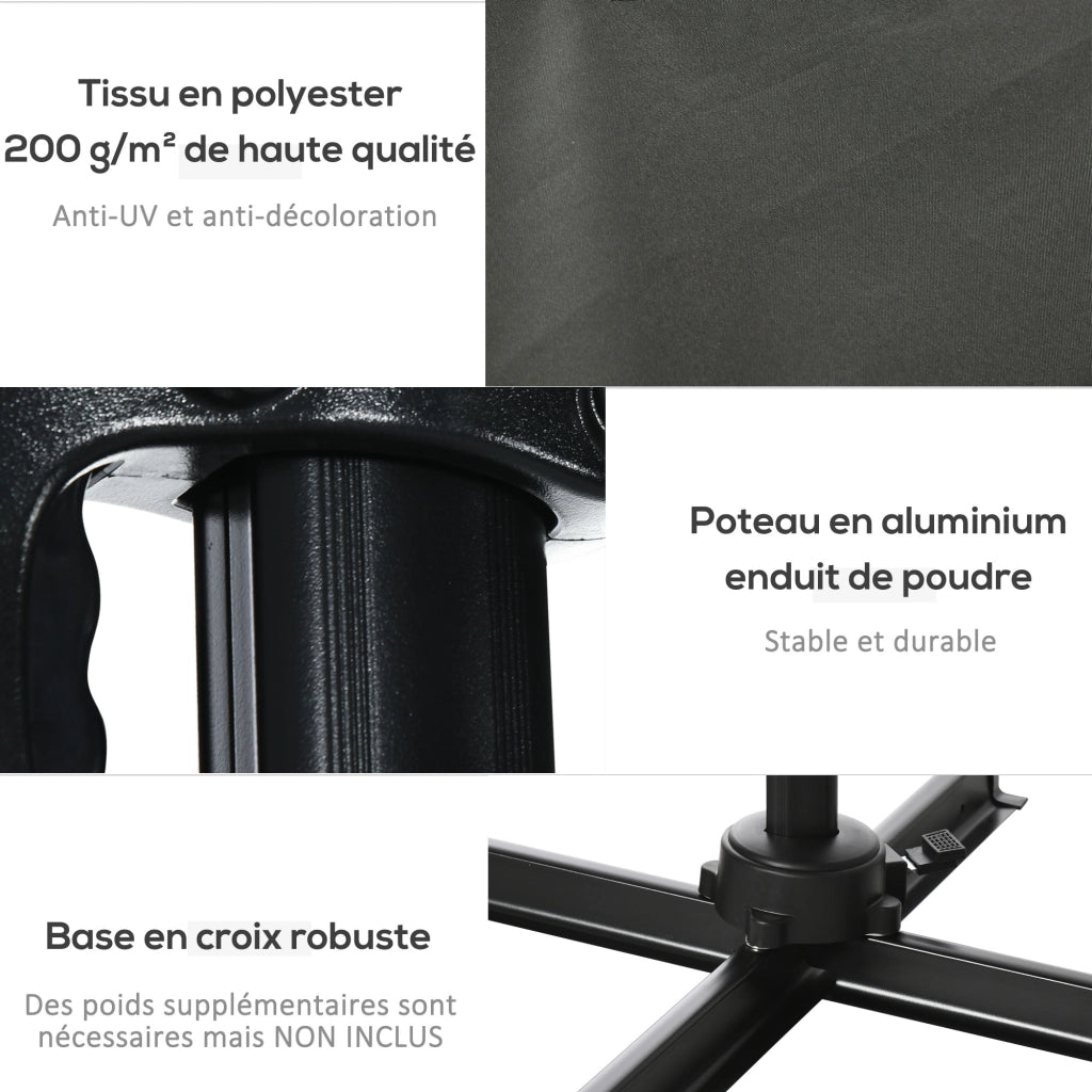 Ombrellone Quadrato Inclinabile a Manovella ¨C zephmum ¨C Grigio Poliestere Acciaio 250x250 cm