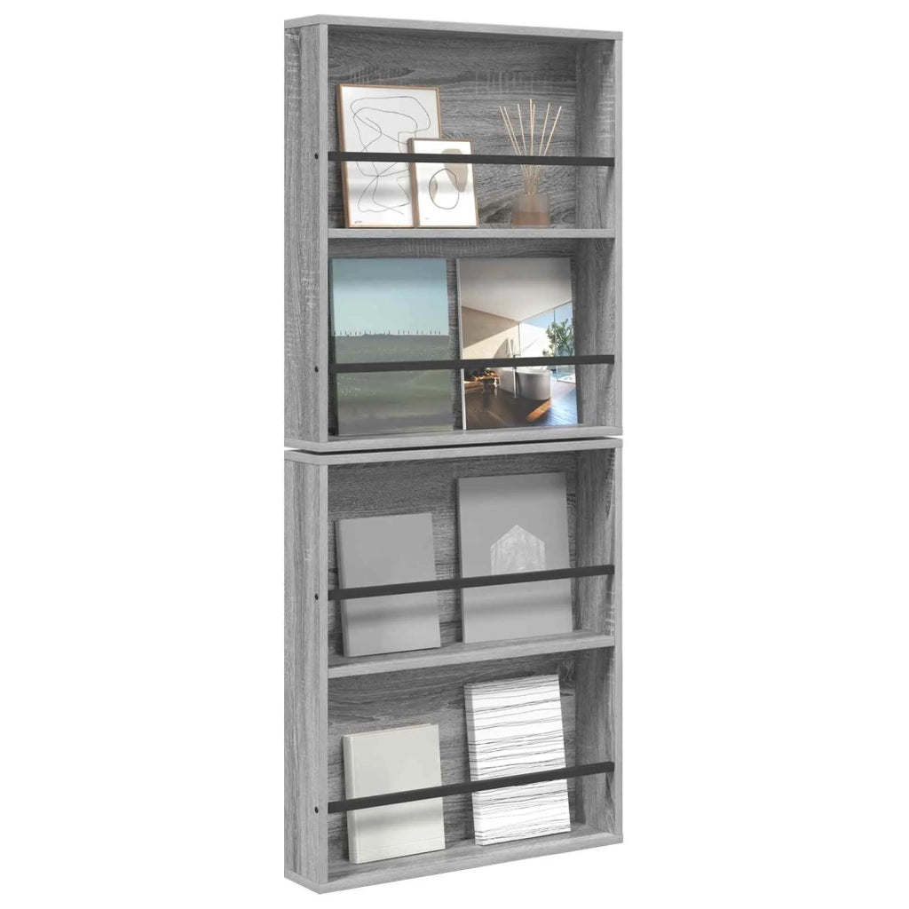 Scaffale per riviste 2 pz Grigio Sonoma 60 x 12 x 70 cm 890835