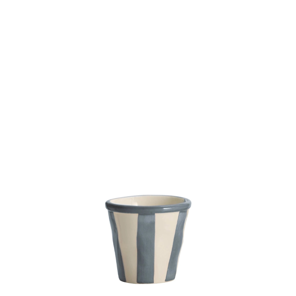 Zafferano Set 6 Bicchierini Collezione Lido modello Righe in ceramica artigianale lavorata a mano colore Grigio per caffè e dessert Made in Italy