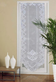 Pannello di chiusura per porta - vetrata con tenda di vetro - stile vintage francese - trasparente - 61 x 183 cm