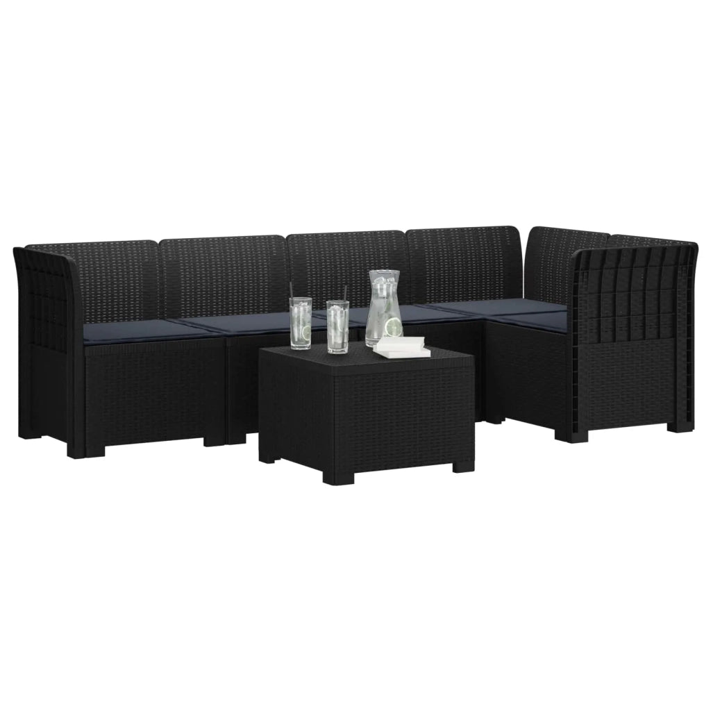 Divano da Giardino 5 Posti con Cuscini Stile Rattan PP 3444073