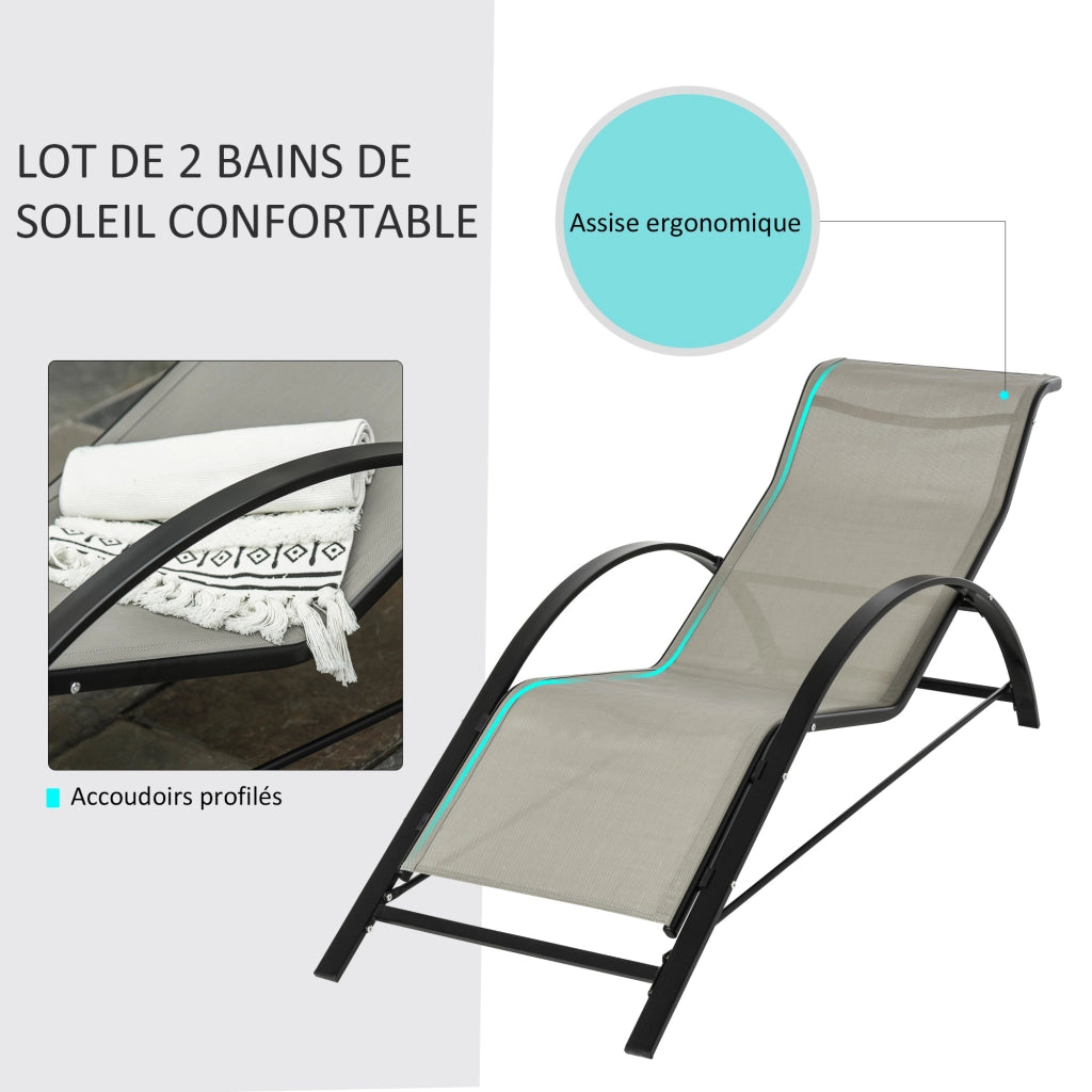 Lettini da giardino ¨C zephmum ¨C 2 pezzi, grigio, metallo, vetro temperato