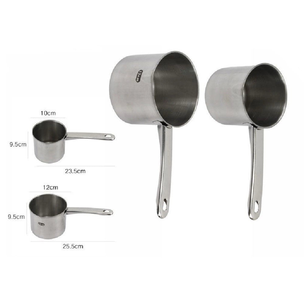 Trade Shop - Coppia Set 2 Pentolini Bollilatte Pentola Bollitore Da Latte In Metallo 59237 -