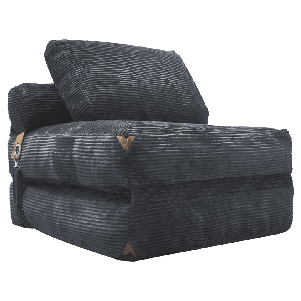 Poltrona convertibile pieghevole 1 posto con funzione letto design compatto salvaspazio in flanella grigia