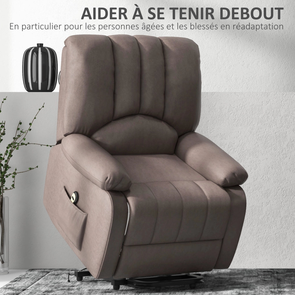 Poltrona relax reclinabile elettrica con poggiapiedi e telecomando ¨C zephmum ¨C 86x92x102 cm grigio