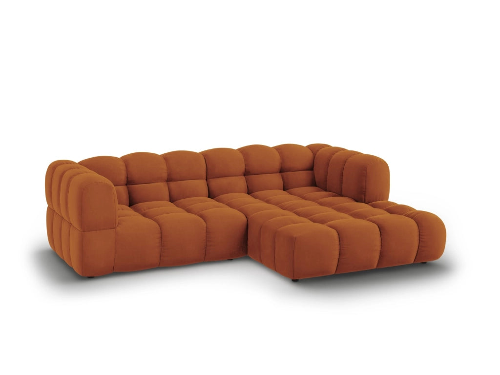Cosmopolitan Design - Divano angolare modulare destro "Sky" 3 posti in velluto terracotta 