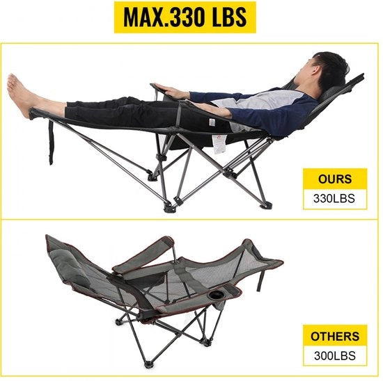 Campingstool Opvougbile a sdraio a rete con sostegno per gambe da spiaggia