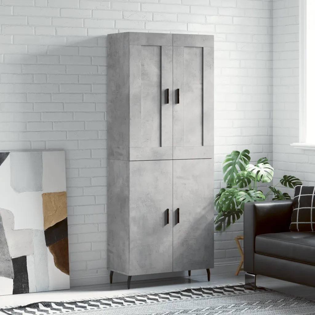 Credenza-Buffet-Armadio da cucina Grigio Cemento 69,5x34x180 cm in Legno Multistrato 904918