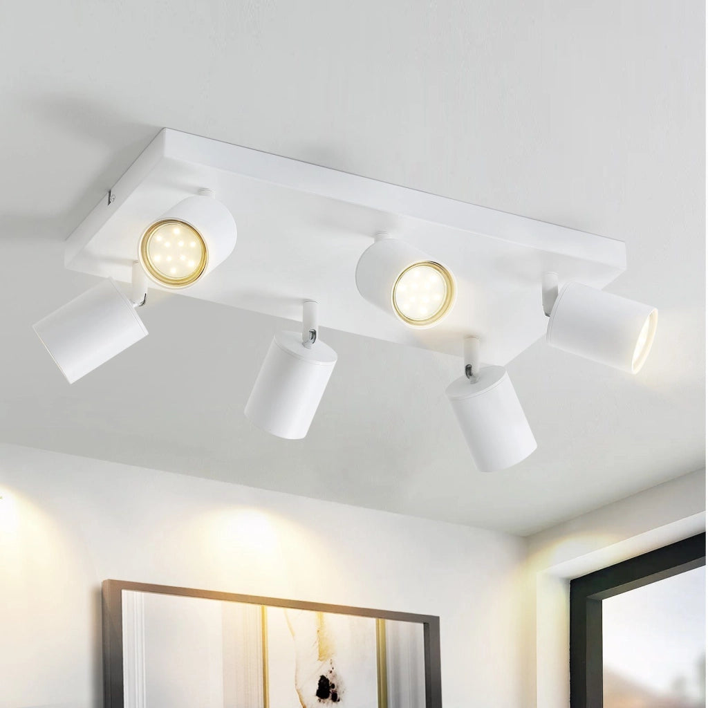ZMH Faretto da soffitto bianchi 6 luci GU10 orientabili 330° stile industriale moderno per soggiorno senza lampadina