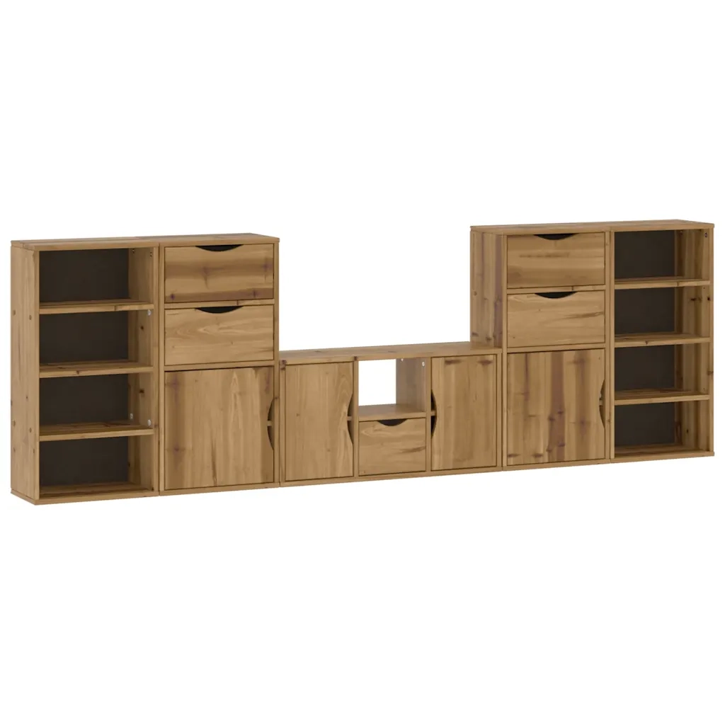 Mobile TV 5 pz con Contenitore ODDA in Legno Massello di Pino 3365376