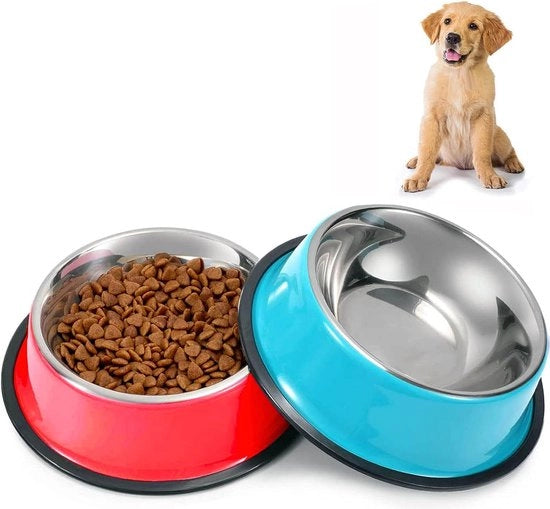 Bacchette per cani in acciaio inossidabile, antiscivolo per cuccioli, gatti, ciotole e secchielli da cibo e acqua (S-350 ml)