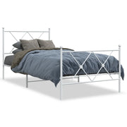 Letto singolo | Letto per adulti | Giroletto con Testiera e Pediera Metallo Bianco 90x190 cm