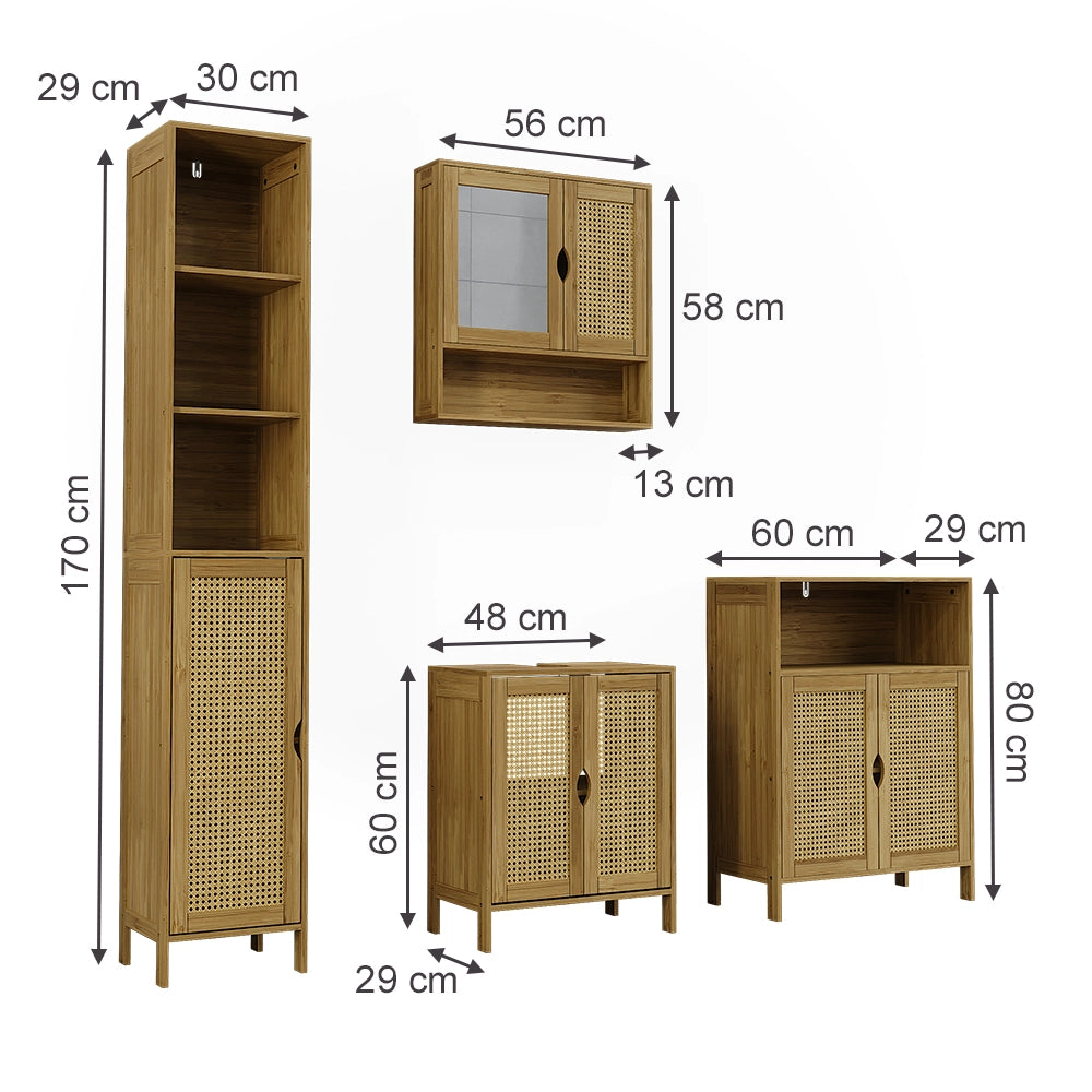 Vicco Set di mobili da bagno Bambù 4 parti