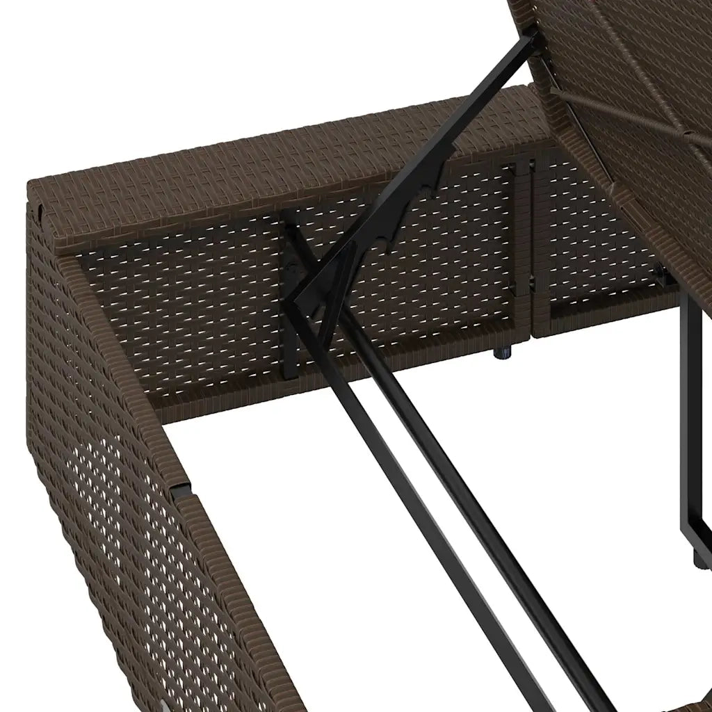 Lettino Prendisole | Sdraio da giardino | Lettino da sole con Cuscino Galleggiante Marrone Polyrattan