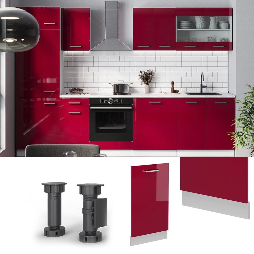 Pannello frontale della lavastoviglie R-Line Rosso lucido/Bianco 45 cm, PL Marmo Vicco