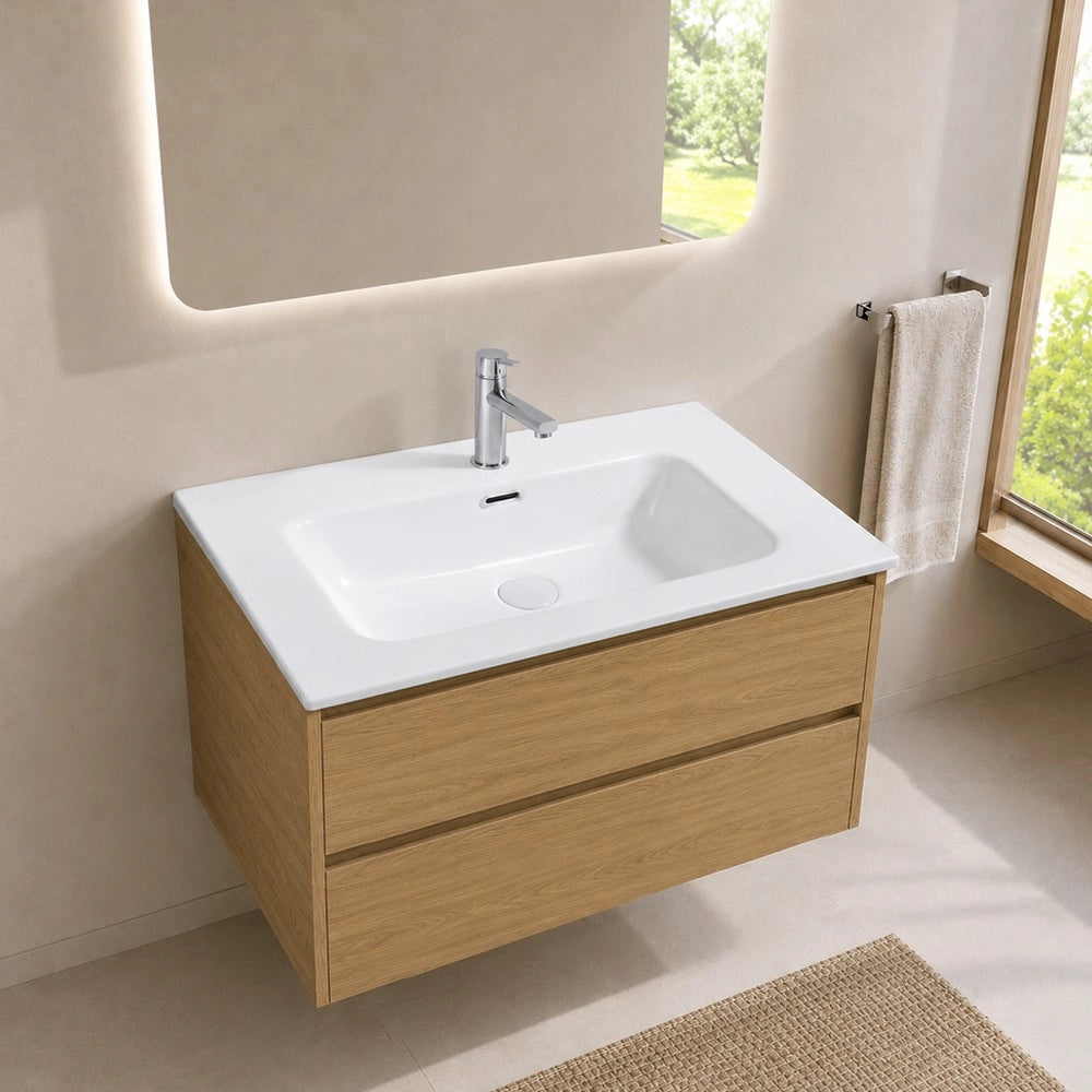 Lavabo Bulnes70 in Ceramica Bianco Lucido 71 cm – Eleganza Essenziale per il Bagno
