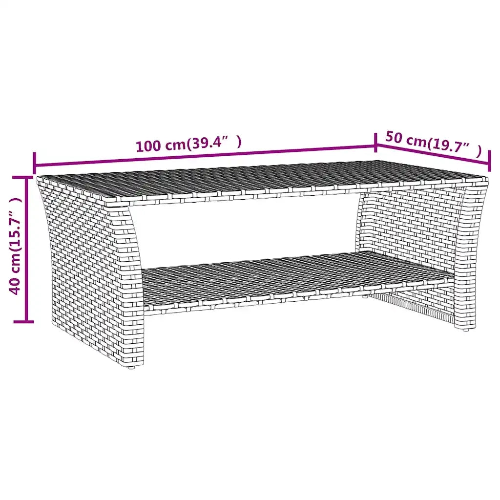 Tavolino da salotto | Tavolino da caff¨¨ | Tavolino da Soggiorno Nero 100x50x40 cm in Polyrattan