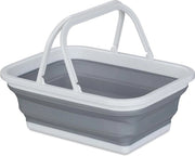 Mangiafuoco pieghevole 85 litri con cerniera - Mangiafuoco per campeggio e lavaggio - 15x38x28 cm - Bianco grigio