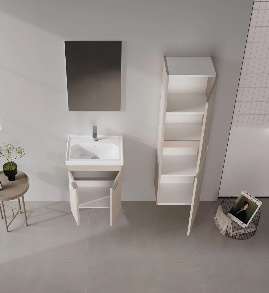 Set mobile lavabo con specchio (2 pezzi) "Desna 50" - 50 x 38 x 58 cm - Sabbia