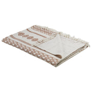 Coperta beige marrone cotone 130 x 180 cm copriletto kilim africano motivo frange accento pezzo