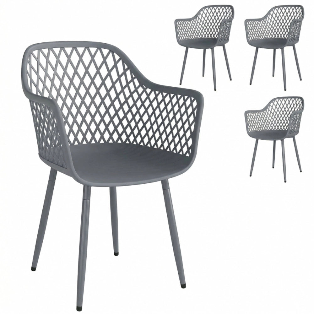 SEDIA da giardino Set da 4 pezzi 56 x 51 x 84 cm Grigio scuro Metallo